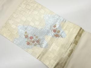 リサイクル　箔置草花模様名古屋帯